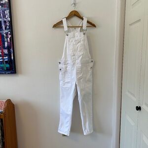 Gap White Denim Cotton Stretch Overall | Size XS